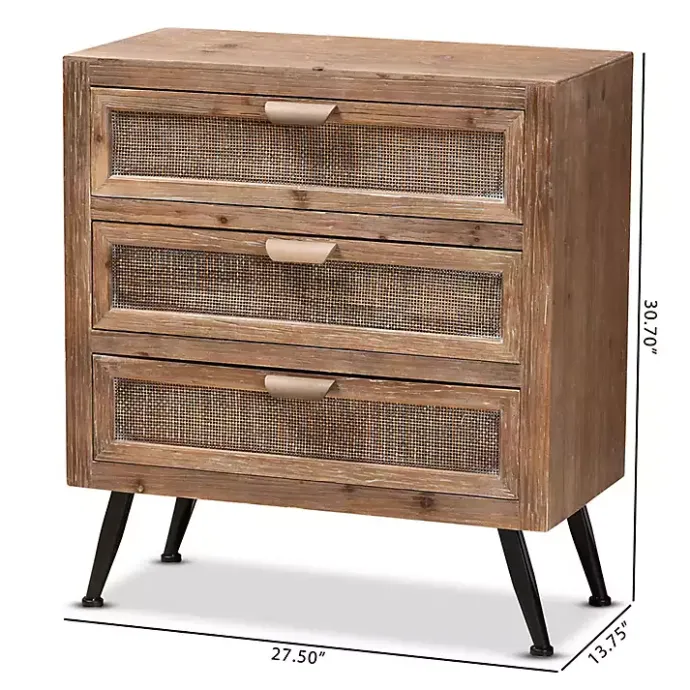 Online Kirklands Home Wood and Rattan 3-Drawer Cabinet Brown