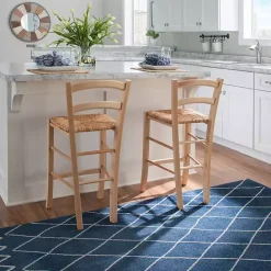 Discount Kirklands Home Wood and Seagrass Counter Stools, Set of 2 Brown