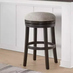 Hot Kirklands Home Brown Wood Backless Swivel Bar Stool Gray