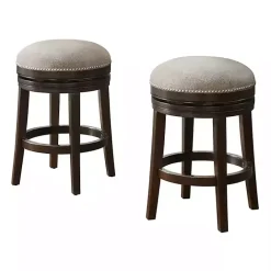 New Kirklands Home Brown Wood Backless Swivel 2-pc. Counter Stool Set Gray