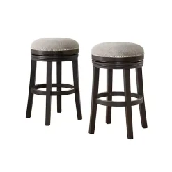 Sale Kirklands Home Brown Wood Backless Swivel 2-pc. Bar Stool Set Gray