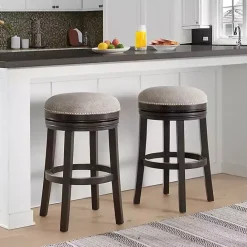 Sale Kirklands Home Brown Wood Backless Swivel 2-pc. Bar Stool Set Gray