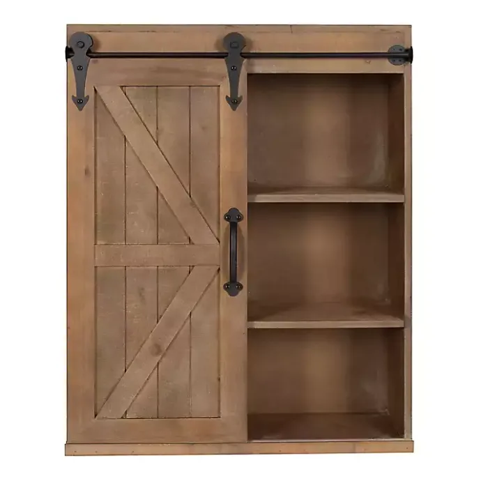 Best Kirklands Home Wood Barn Door 5-Shelf Wall Cabinet Brown