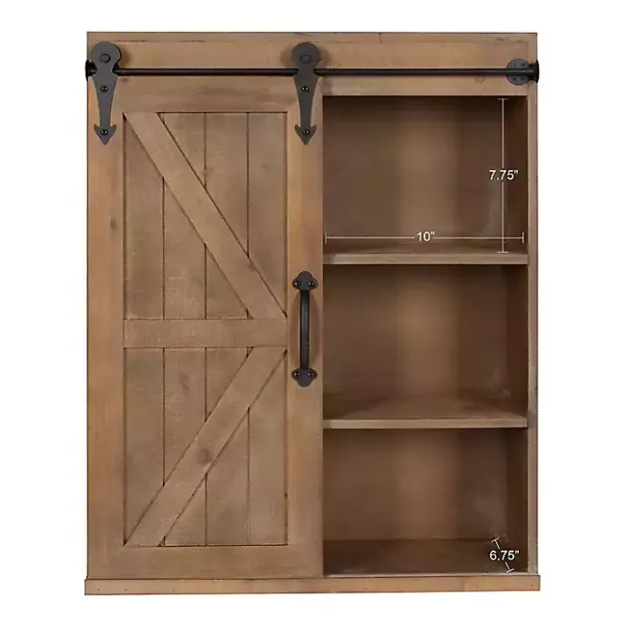 Best Kirklands Home Wood Barn Door 5-Shelf Wall Cabinet Brown