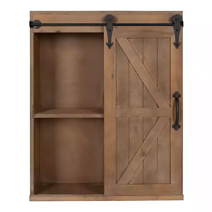 Best Kirklands Home Wood Barn Door 5-Shelf Wall Cabinet Brown