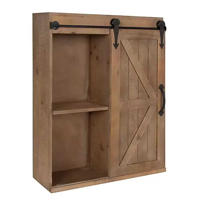 Best Kirklands Home Wood Barn Door 5-Shelf Wall Cabinet Brown