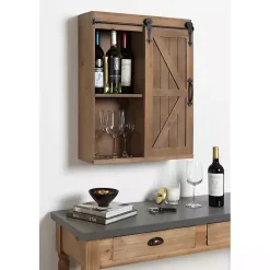 Best Kirklands Home Wood Barn Door 5-Shelf Wall Cabinet Brown