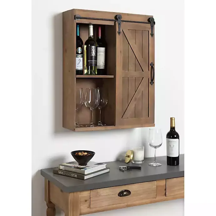Best Kirklands Home Wood Barn Door 5-Shelf Wall Cabinet Brown