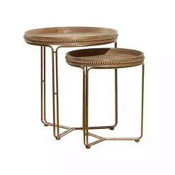 Best Kirklands Home Wood Beaded Nesting Side Tables, Set of 2 Brown