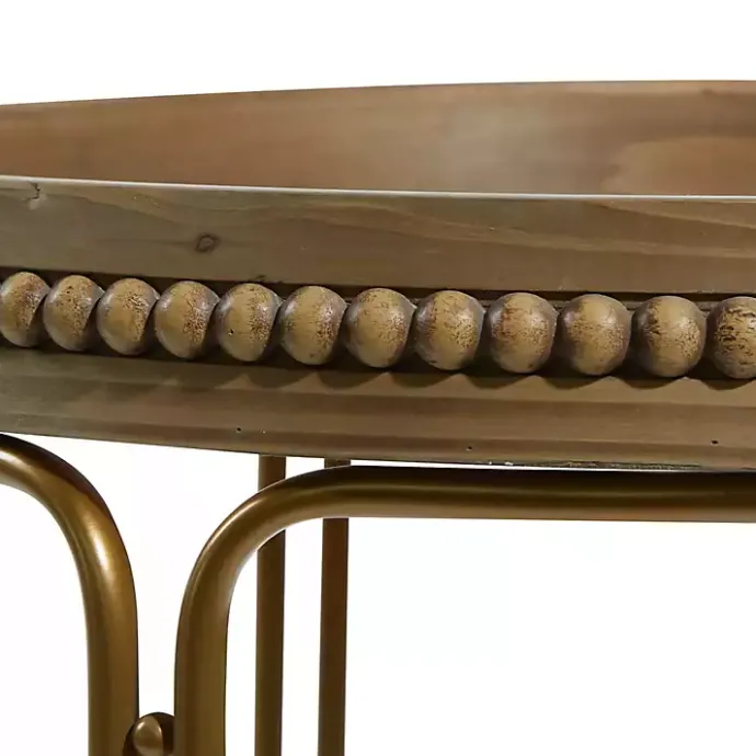 Best Kirklands Home Wood Beaded Nesting Side Tables, Set of 2 Brown