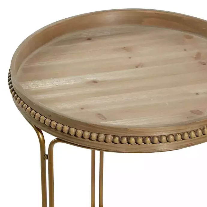 Best Kirklands Home Wood Beaded Nesting Side Tables, Set of 2 Brown