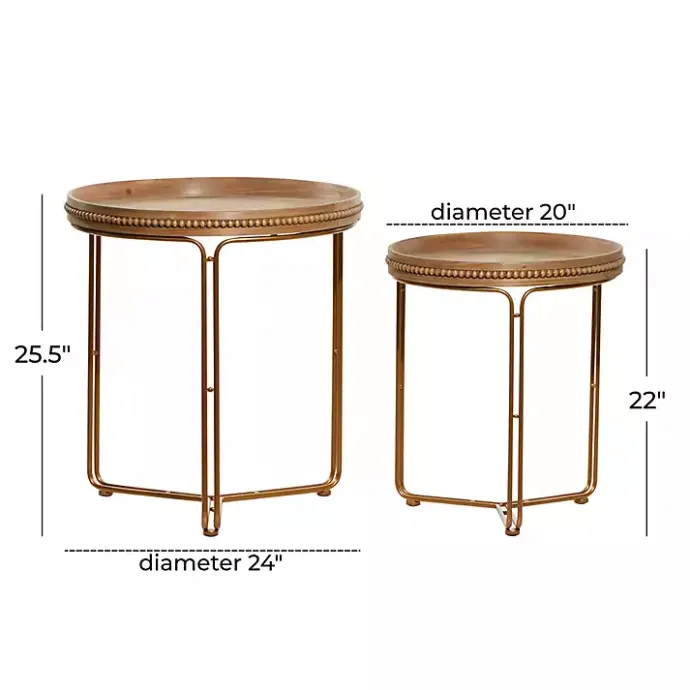 Best Kirklands Home Wood Beaded Nesting Side Tables, Set of 2 Brown