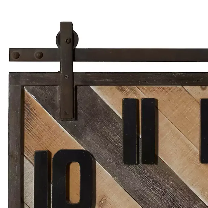 Outlet Kirklands Home Brown Wood Black Metal Accent Square Wall Clock