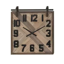 Outlet Kirklands Home Brown Wood Black Metal Accent Square Wall Clock