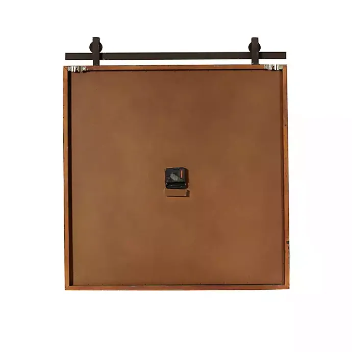 Outlet Kirklands Home Brown Wood Black Metal Accent Square Wall Clock