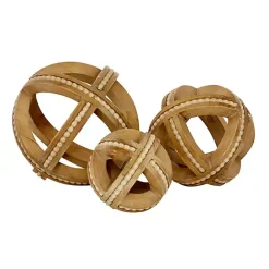Clearance Kirklands Home Wood Carved Bead Orbs, Set of 3 Brown