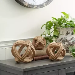 Clearance Kirklands Home Wood Carved Bead Orbs, Set of 3 Brown