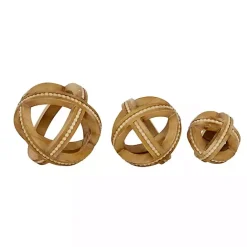 Clearance Kirklands Home Wood Carved Bead Orbs, Set of 3 Brown