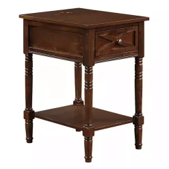 Kirklands Home Wood Charging Traditional Accent Table Brown