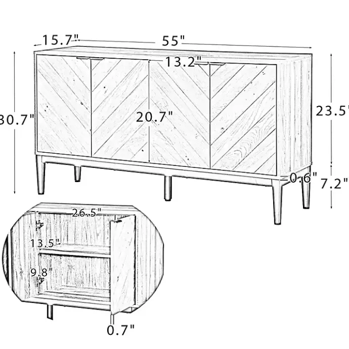 Online Kirklands Home Wood Chevron 4-Door Sideboard Brown