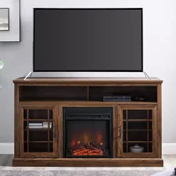 Outlet Kirklands Home Wood 2-Door LED Fireplace Cabinet Brown
