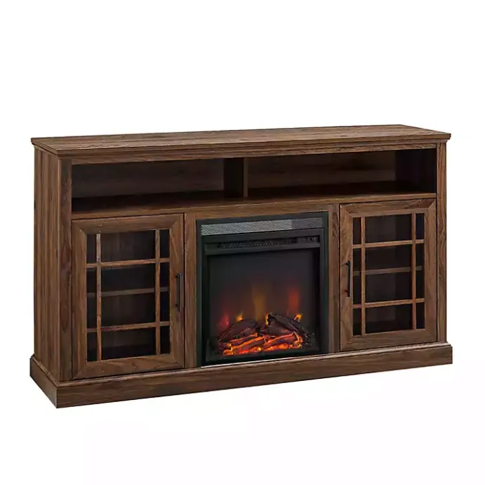 Outlet Kirklands Home Wood 2-Door LED Fireplace Cabinet Brown