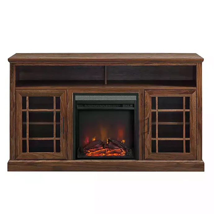 Outlet Kirklands Home Wood 2-Door LED Fireplace Cabinet Brown