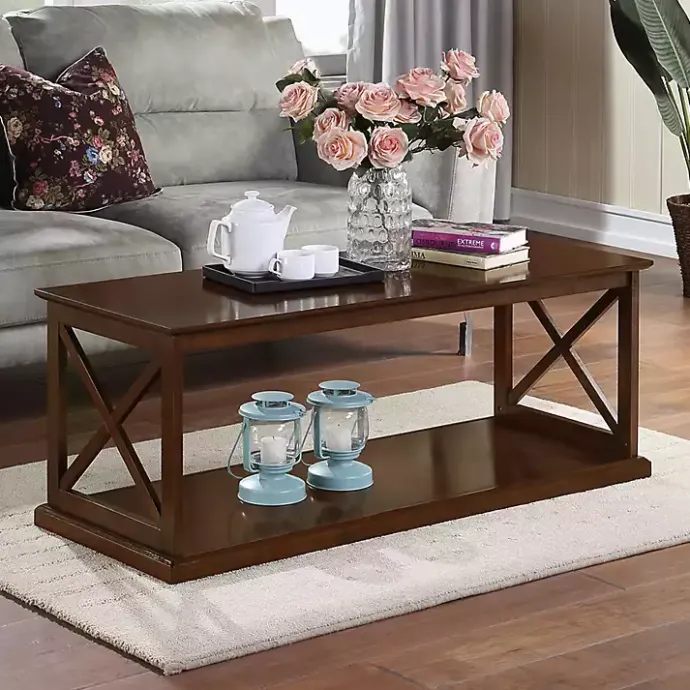 Kirklands Home Wood Double X Sides Coffee Table Brown