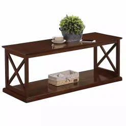 Kirklands Home Wood Double X Sides Coffee Table Brown