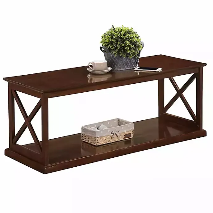 Kirklands Home Wood Double X Sides Coffee Table Brown
