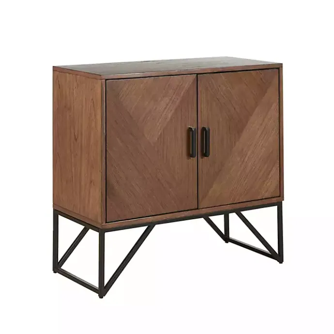 Kirklands Home Brown Wood Frame Metal Base 2-Door Cabinet