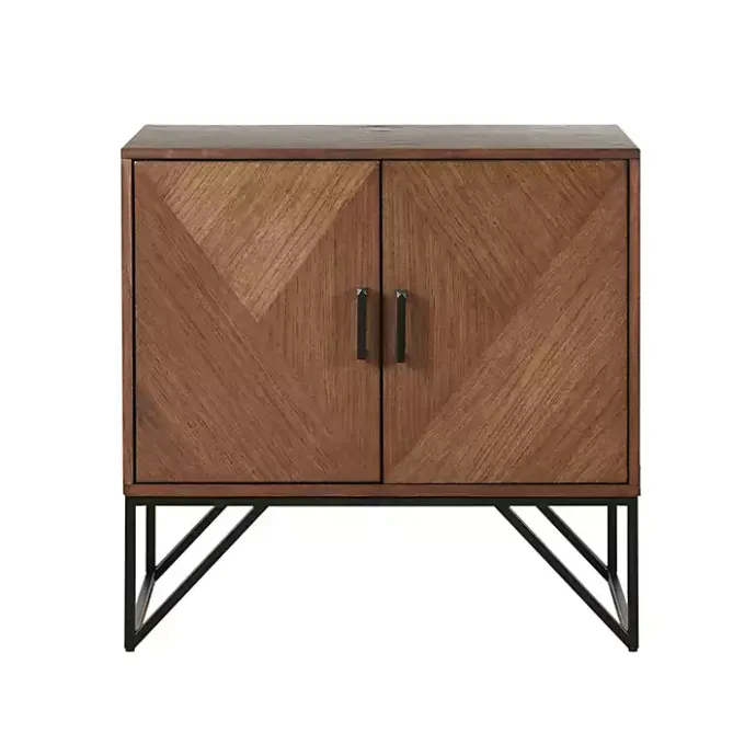 Kirklands Home Brown Wood Frame Metal Base 2-Door Cabinet