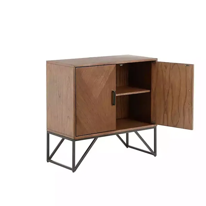 Kirklands Home Brown Wood Frame Metal Base 2-Door Cabinet