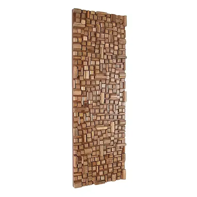 Sale Kirklands Home Wood Geometric Block Wall Plaque, 16x48 in. Brown