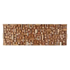 Online Kirklands Home Wood Geometric Block Wall Plaque, 36x12 in. Brown