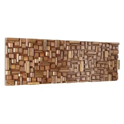Online Kirklands Home Wood Geometric Block Wall Plaque, 36x12 in. Brown