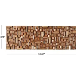 Online Kirklands Home Wood Geometric Block Wall Plaque, 36x12 in. Brown