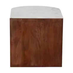 Best Kirklands Home Brown Wood Half Round Marble Accent Table White