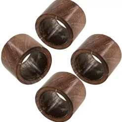 Kirklands Home Wood Napkin Rings, Set of 4 Brown