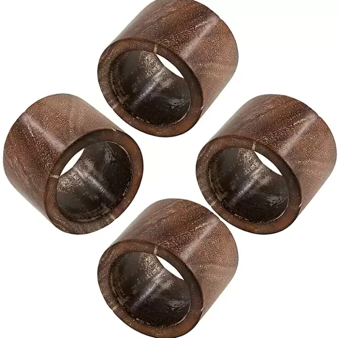 Kirklands Home Wood Napkin Rings, Set of 4 Brown