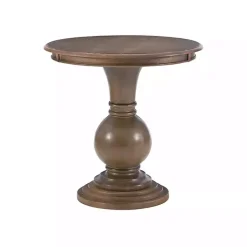 Sale Kirklands Home Wood Round Base Side Table Brown