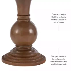 Sale Kirklands Home Wood Round Base Side Table Brown