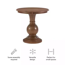 Sale Kirklands Home Wood Round Base Side Table Brown