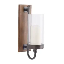 Online Kirklands Home Brown Wood Sconce with Glass Holder