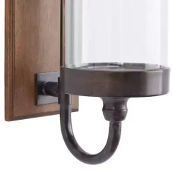 Online Kirklands Home Brown Wood Sconce with Glass Holder