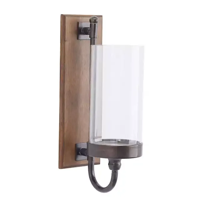 Online Kirklands Home Brown Wood Sconce with Glass Holder