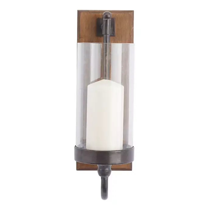 Online Kirklands Home Brown Wood Sconce with Glass Holder