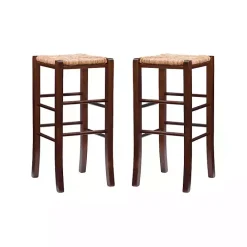 Outlet Kirklands Home Wood Seagrass Backless 2-pc. Bar Stool Set Brown