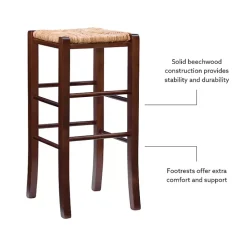 Outlet Kirklands Home Wood Seagrass Backless 2-pc. Bar Stool Set Brown