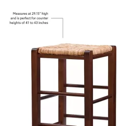 Outlet Kirklands Home Wood Seagrass Backless 2-pc. Bar Stool Set Brown
